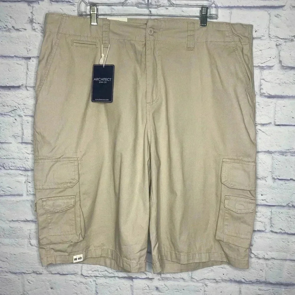 Architect Men’s Activeflex Cargo Shorts in Stone - Picture 3 of 6